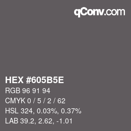 Farbcode: HEX #605B5E | qconv.com