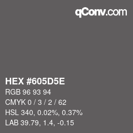 Color code: HEX #605D5E | qconv.com