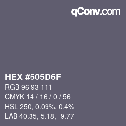 Color code: HEX #605D6F | qconv.com