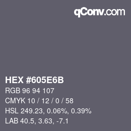 Color code: HEX #605E6B | qconv.com