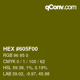 Color code: HEX #605F00 | qconv.com