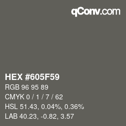 Color code: HEX #605F59 | qconv.com