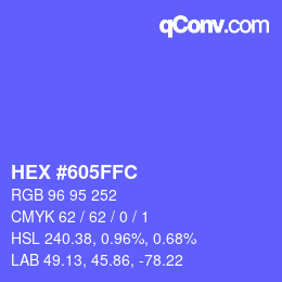 Color code: HEX #605FFC | qconv.com
