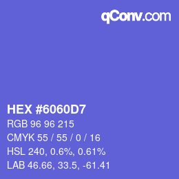 颜色代码: HEX #6060D7 | qconv.com