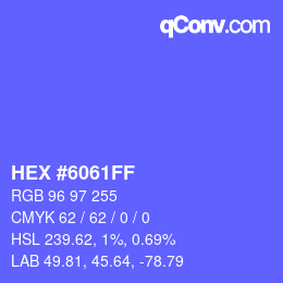 Color code: HEX #6061FF | qconv.com