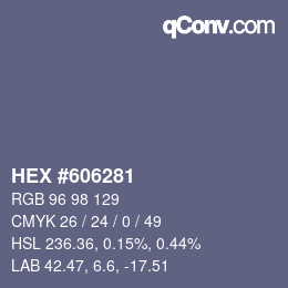 颜色代码: HEX #606281 | qconv.com
