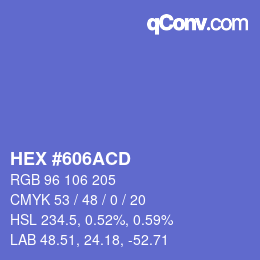 颜色代码: HEX #606ACD | qconv.com