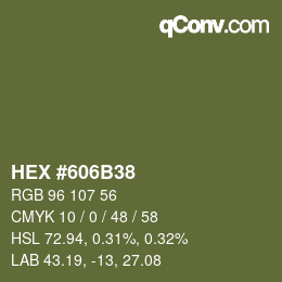 Farbcode: HEX #606B38 | qconv.com