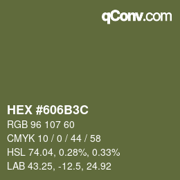 颜色代码: HEX #606B3C | qconv.com