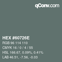 Color code: HEX #60726E | qconv.com