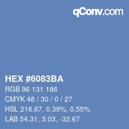 カラーコード: HEX #6083BA | qconv.com