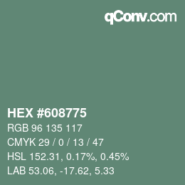 Farbcode: HEX #608775 | qconv.com