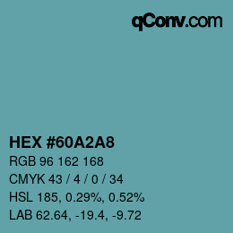 Color code: HEX #60A2A8 | qconv.com