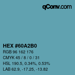 カラーコード: HEX #60A2B0 | qconv.com