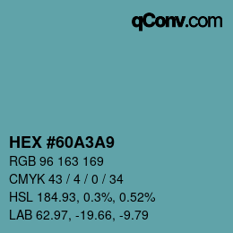 Color code: HEX #60A3A9 | qconv.com