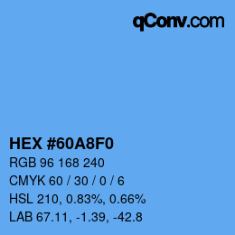 Color code: HEX #60A8F0 | qconv.com