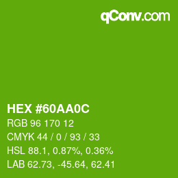 Color code: HEX #60AA0C | qconv.com
