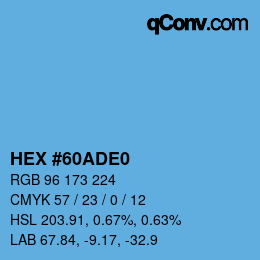 Color code: HEX #60ADE0 | qconv.com