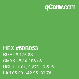 Color code: HEX #60B053 | qconv.com