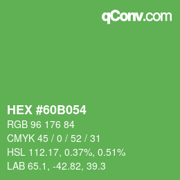 颜色代码: HEX #60B054 | qconv.com
