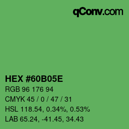 Color code: HEX #60B05E | qconv.com