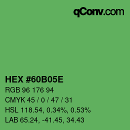 カラーコード: HEX #60B05E | qconv.com