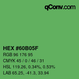 颜色代码: HEX #60B05F | qconv.com