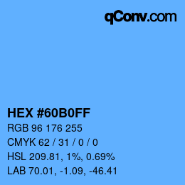 Color code: HEX #60B0FF | qconv.com