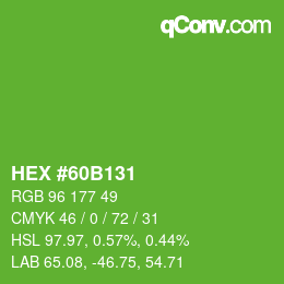 カラーコード: HEX #60B131 | qconv.com