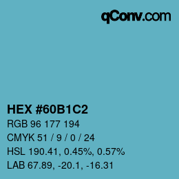 Farbcode: HEX #60B1C2 | qconv.com