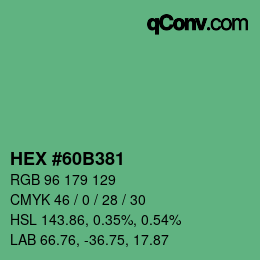 Color code: HEX #60B381 | qconv.com