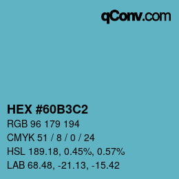 Color code: HEX #60B3C2 | qconv.com