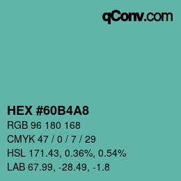 Color code: HEX #60B4A8 | qconv.com