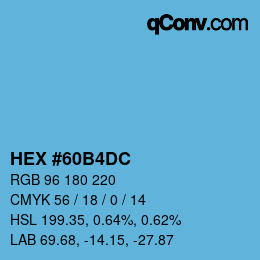 カラーコード: HEX #60B4DC | qconv.com