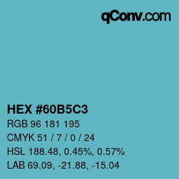Farbcode: HEX #60B5C3 | qconv.com