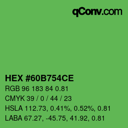 Farbcode: HEX #60B754CE | qconv.com