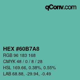 カラーコード: HEX #60B7A8 | qconv.com