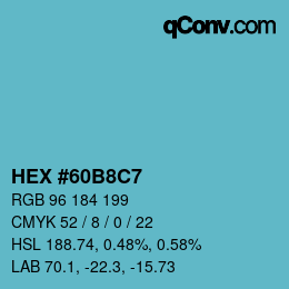Color code: HEX #60B8C7 | qconv.com