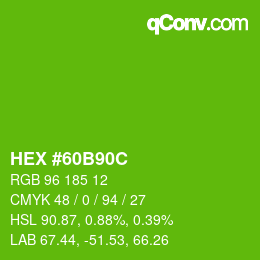 Color code: HEX #60B90C | qconv.com