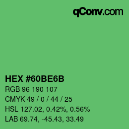 颜色代码: HEX #60BE6B | qconv.com