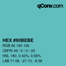 Color code: HEX #60BEBE | qconv.com