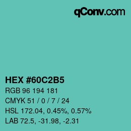 Color code: HEX #60C2B5 | qconv.com
