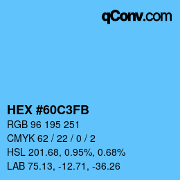 颜色代码: HEX #60C3FB | qconv.com