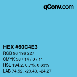 颜色代码: HEX #60C4E3 | qconv.com
