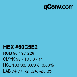 カラーコード: HEX #60C5E2 | qconv.com