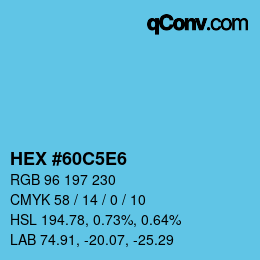 カラーコード: HEX #60C5E6 | qconv.com
