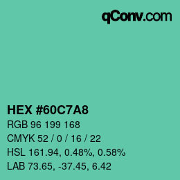Color code: HEX #60C7A8 | qconv.com