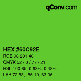 Color code: HEX #60C92E | qconv.com