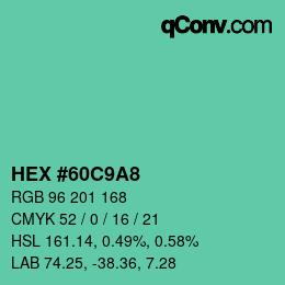 Color code: HEX #60C9A8 | qconv.com