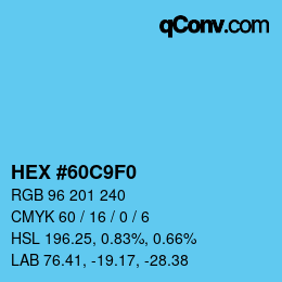 カラーコード: HEX #60C9F0 | qconv.com